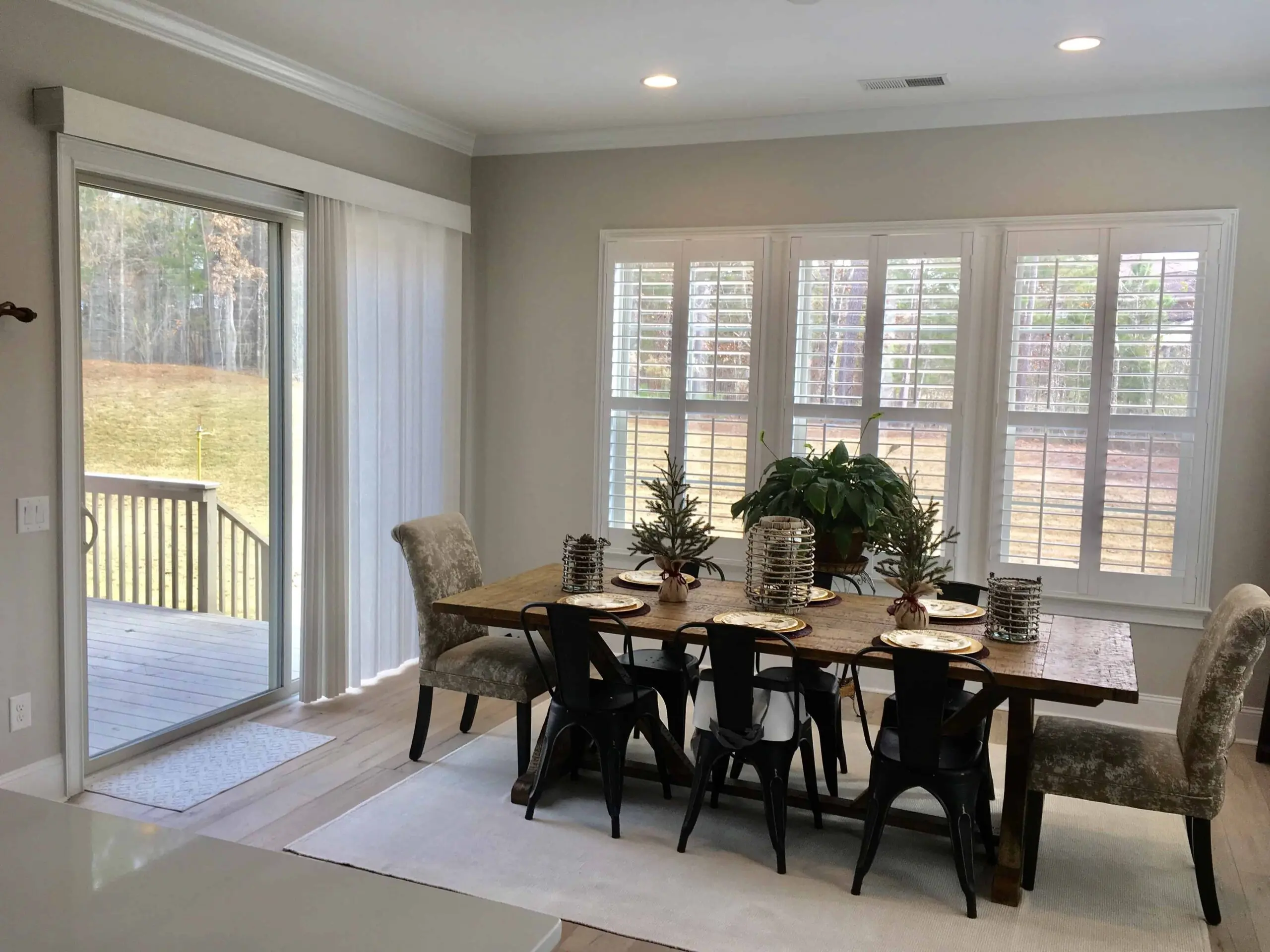 plantation shutters in a dining room