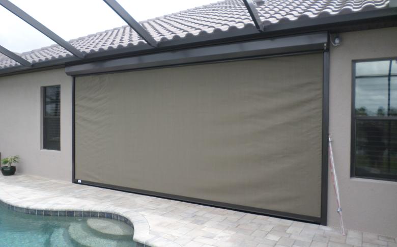 Storm Tex hurricane screen protecting a patio
