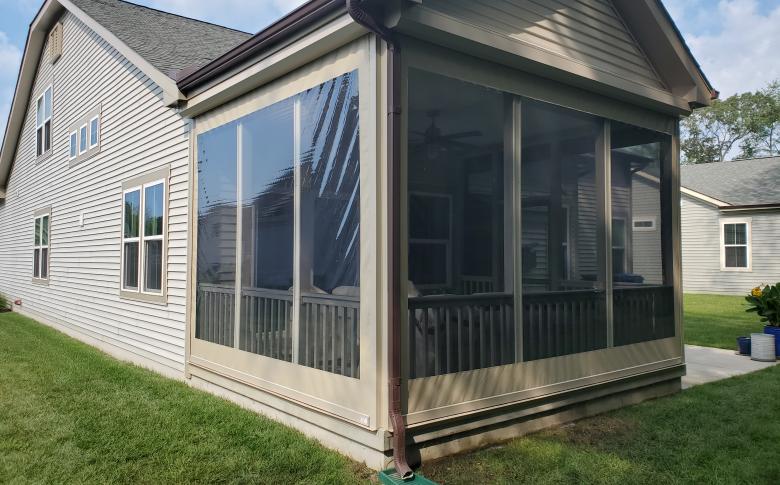 clear vinyl screen enclosing a patio